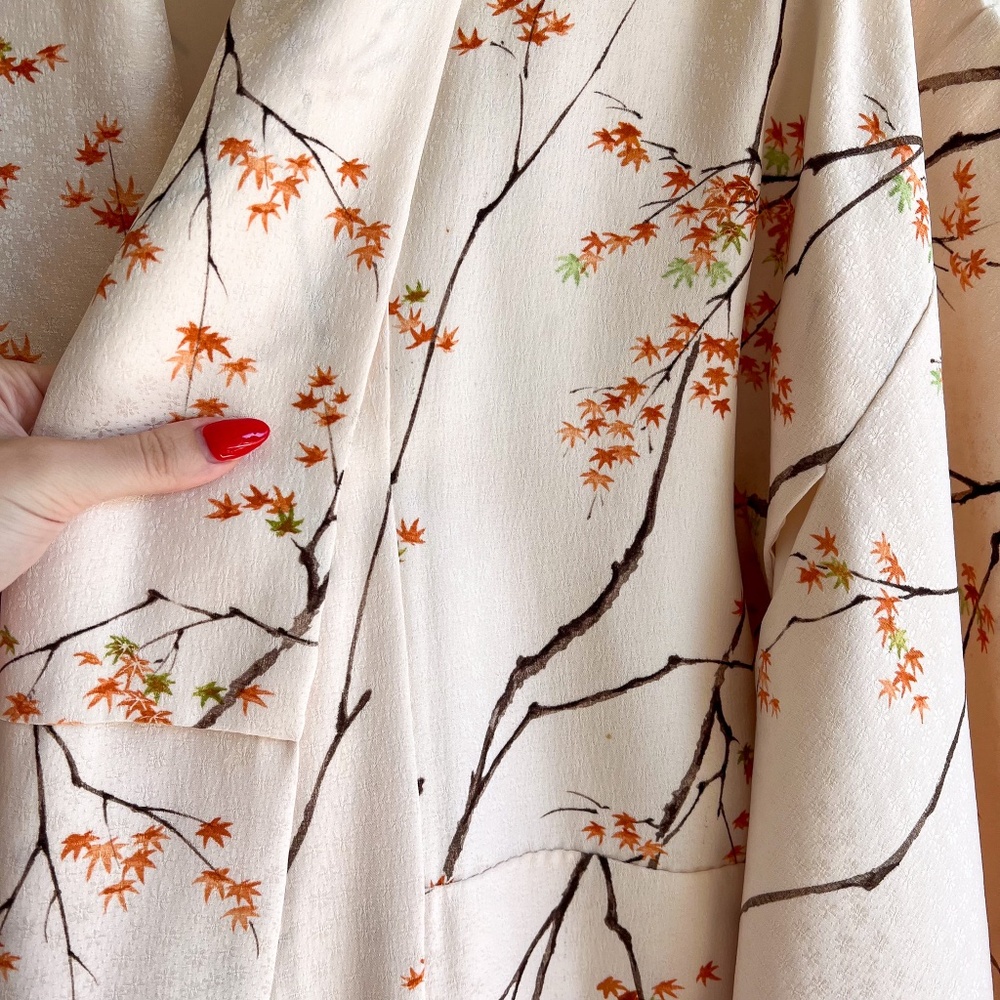Japanese Maple Kimono Robe - Cream and Orange - Picture 9 of 13